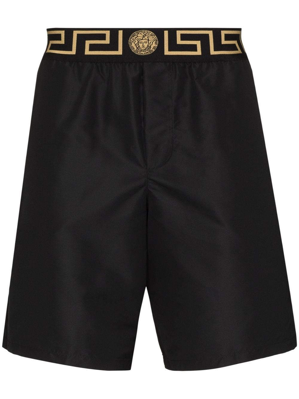 Shop Versace Shorts Mare Logo In Black  