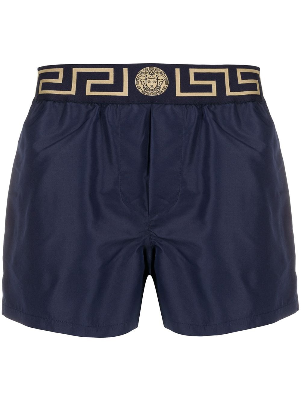 Versace Logo Beach Shorts In Blue
