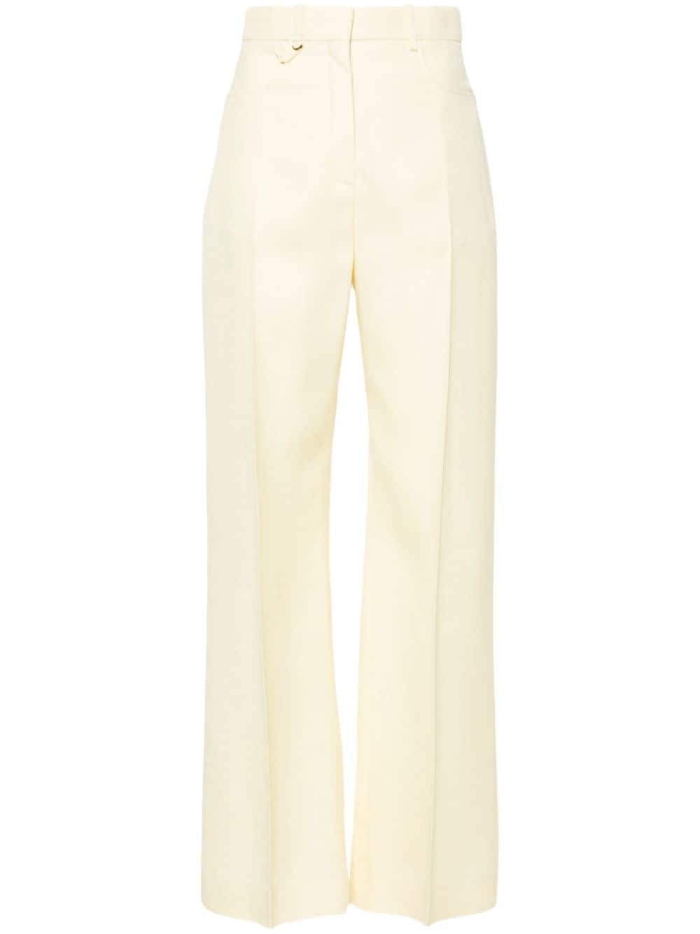 Shop Jacquemus High-waisted Trousers In Yellow