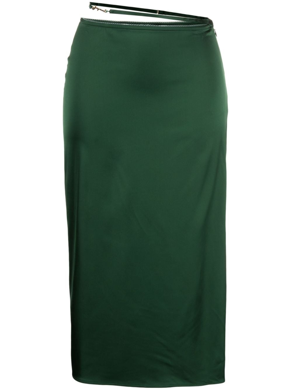 Shop Jacquemus Stretch Satin Skirt In Green