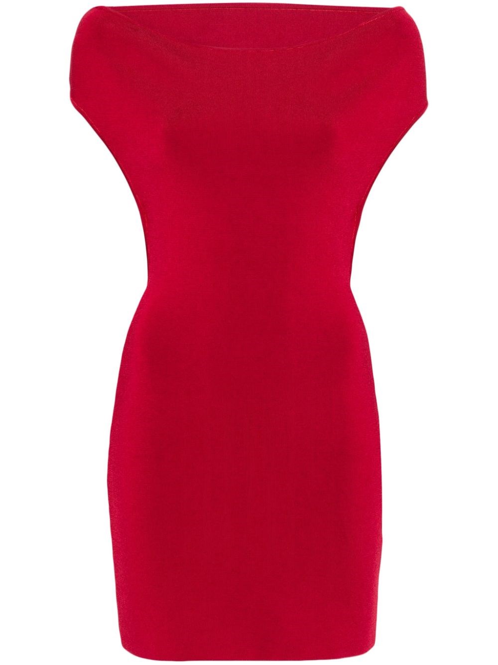 Jacquemus Off-the-shoulder Knit Dress In Red