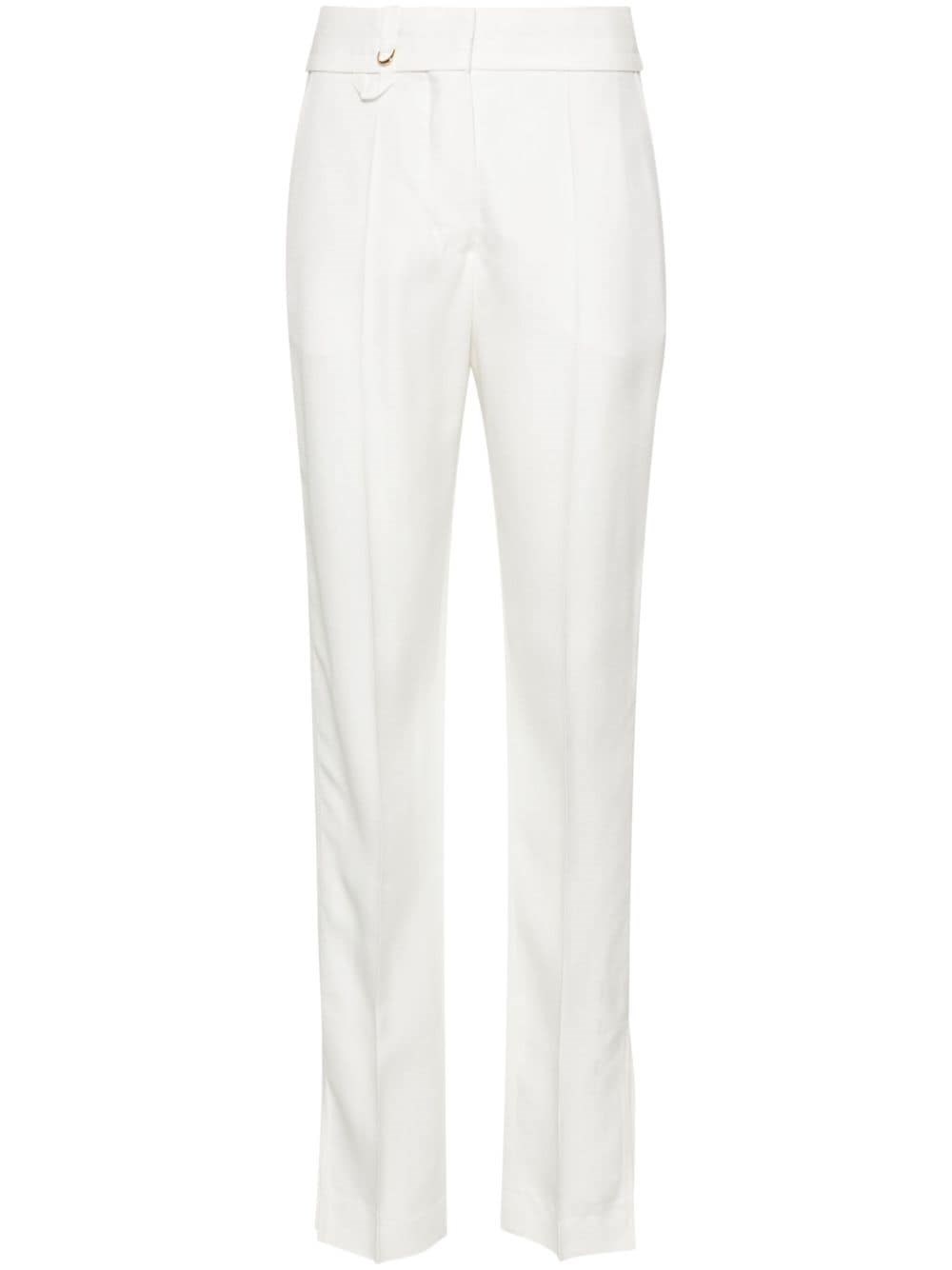 Shop Jacquemus High Waist Trousers In White