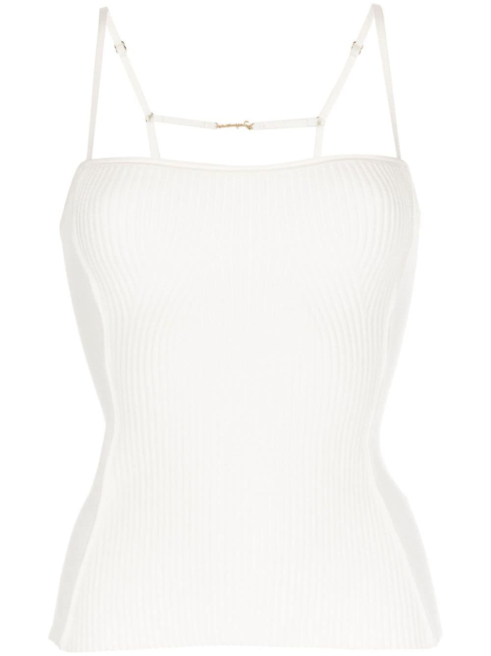 Shop Jacquemus Ribbed Tank Top In White