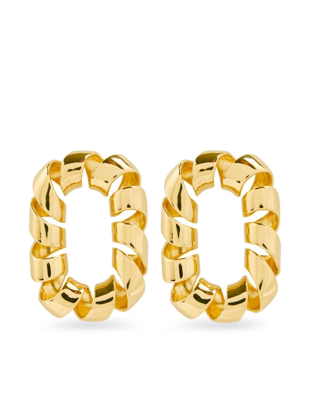 Shop Rabanne 'xl Link Twist' Earrings In Gold