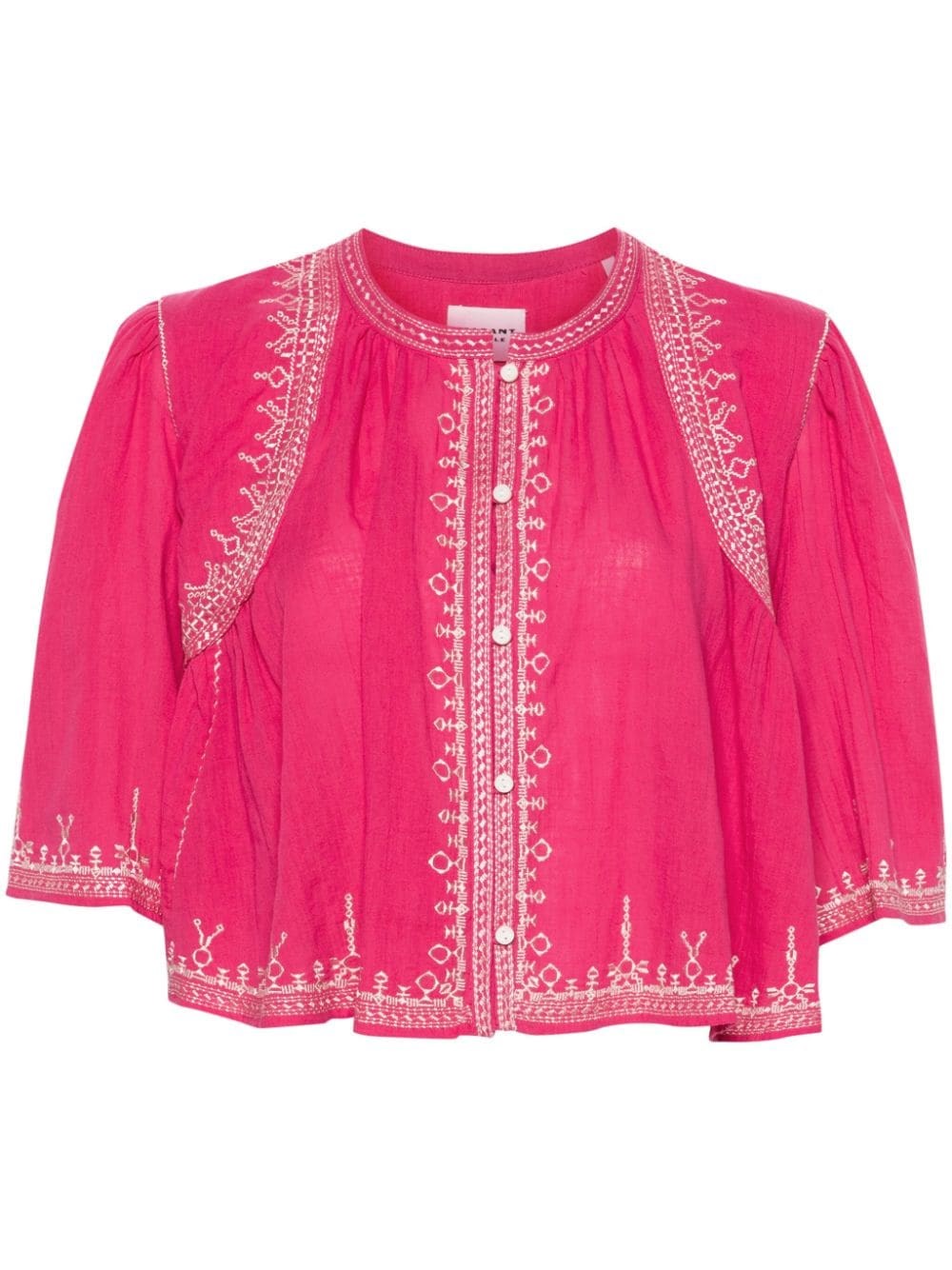 Shop Marant Etoile Embroidered Blouse In Red