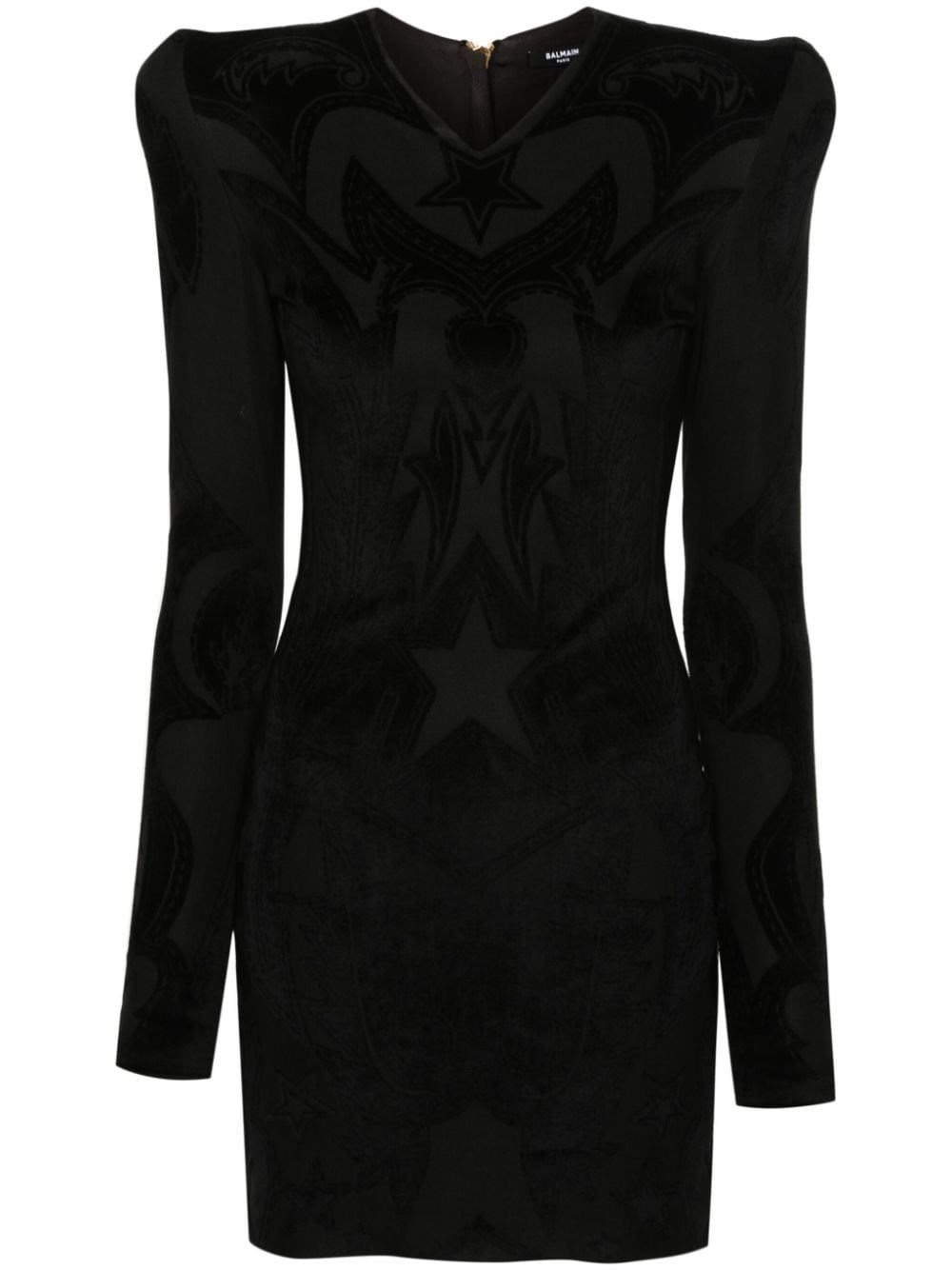 Shop Balmain Dévoré Velvet Dress In Black  
