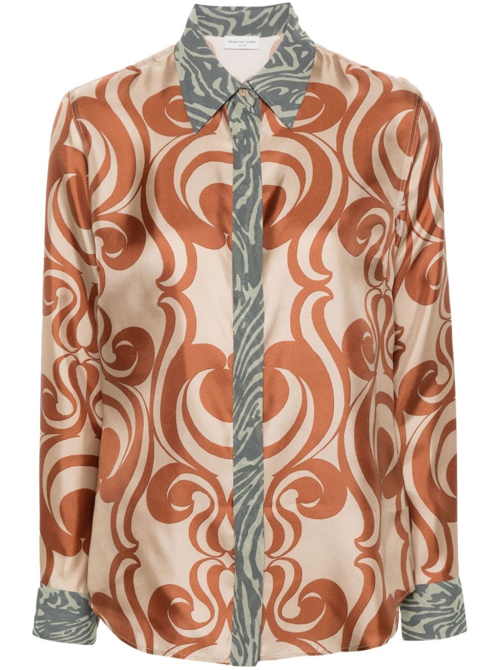 Shop Dries Van Noten Silk Shirt In Brown
