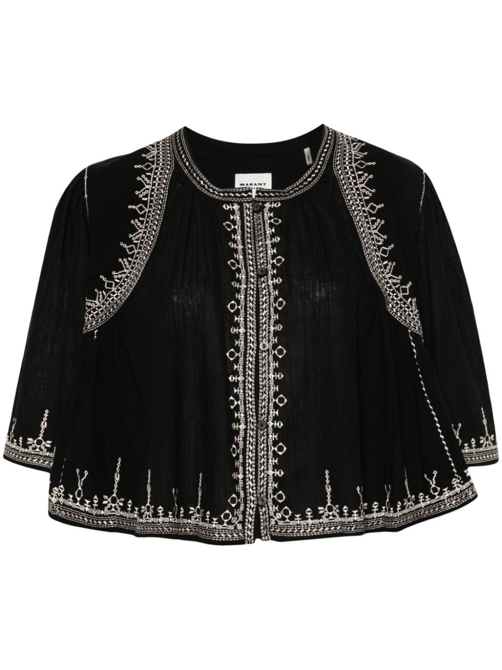 Shop Marant Etoile Embroidered Blouse In Black  