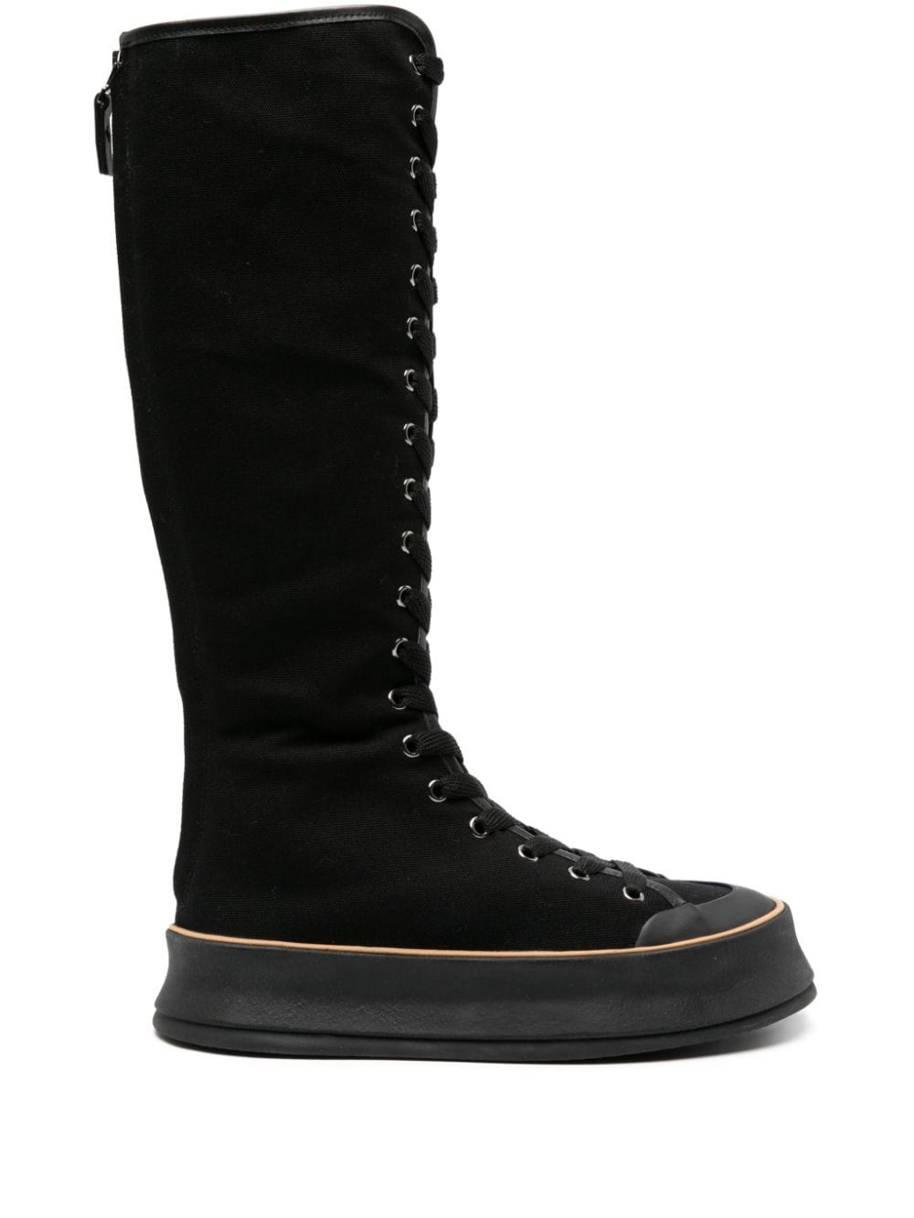 Max Mara Canvas Lace-up Boots In Black  