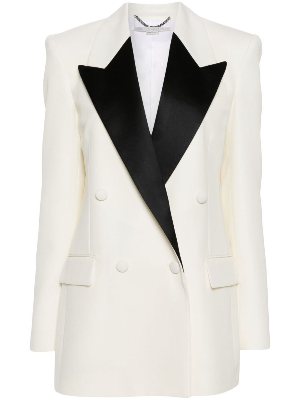 Stella Mccartney Contrasting-panel Double-breasted Blazer In White