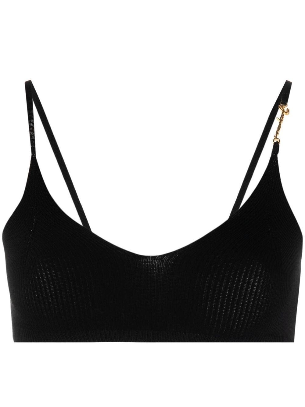 Jacquemus Ribbed Knit Cropped Top In Black