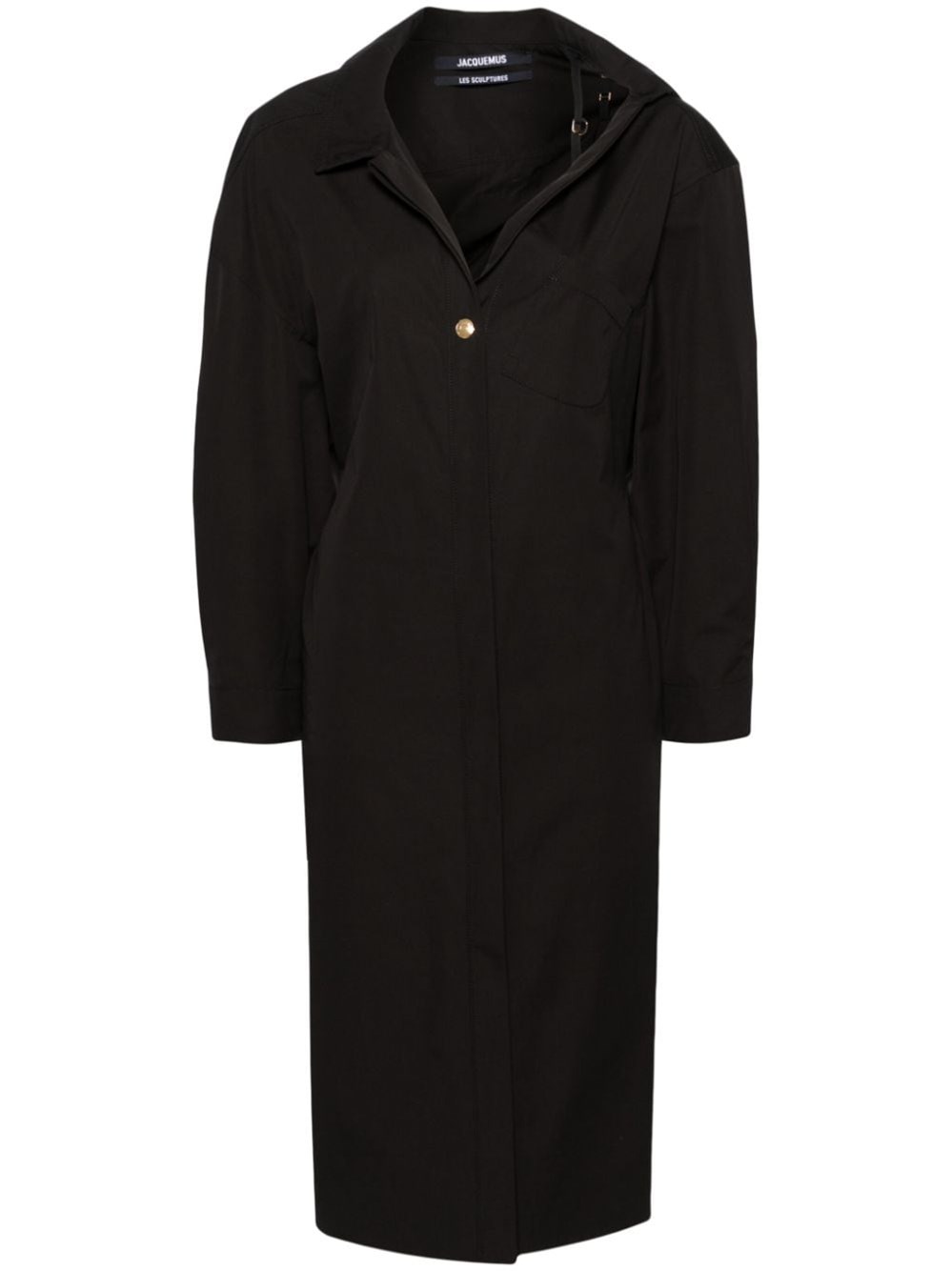 Jacquemus Asymmetrical Shirt Dress In Black  