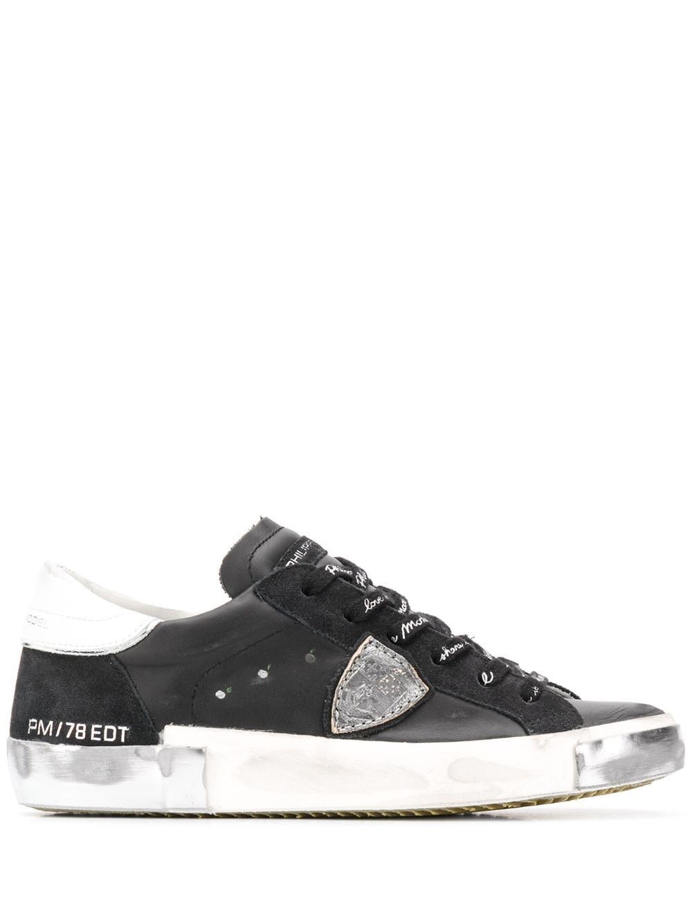 Shop Philippe Model Prsx Leather And Suede Sneakers In Black  