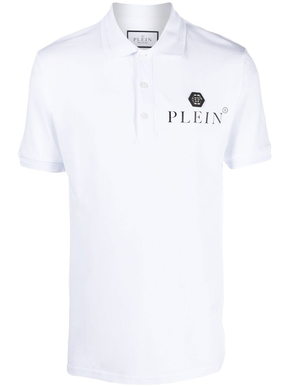 Shop Philipp Plein Polo Logo In White
