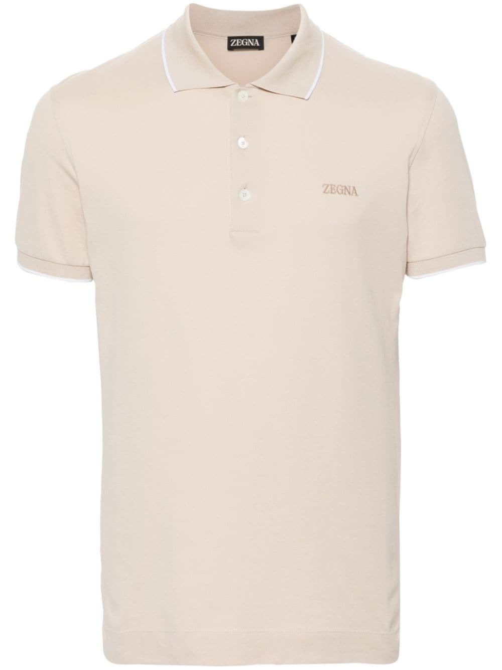 Shop Zegna Logo Polo Shirt In White