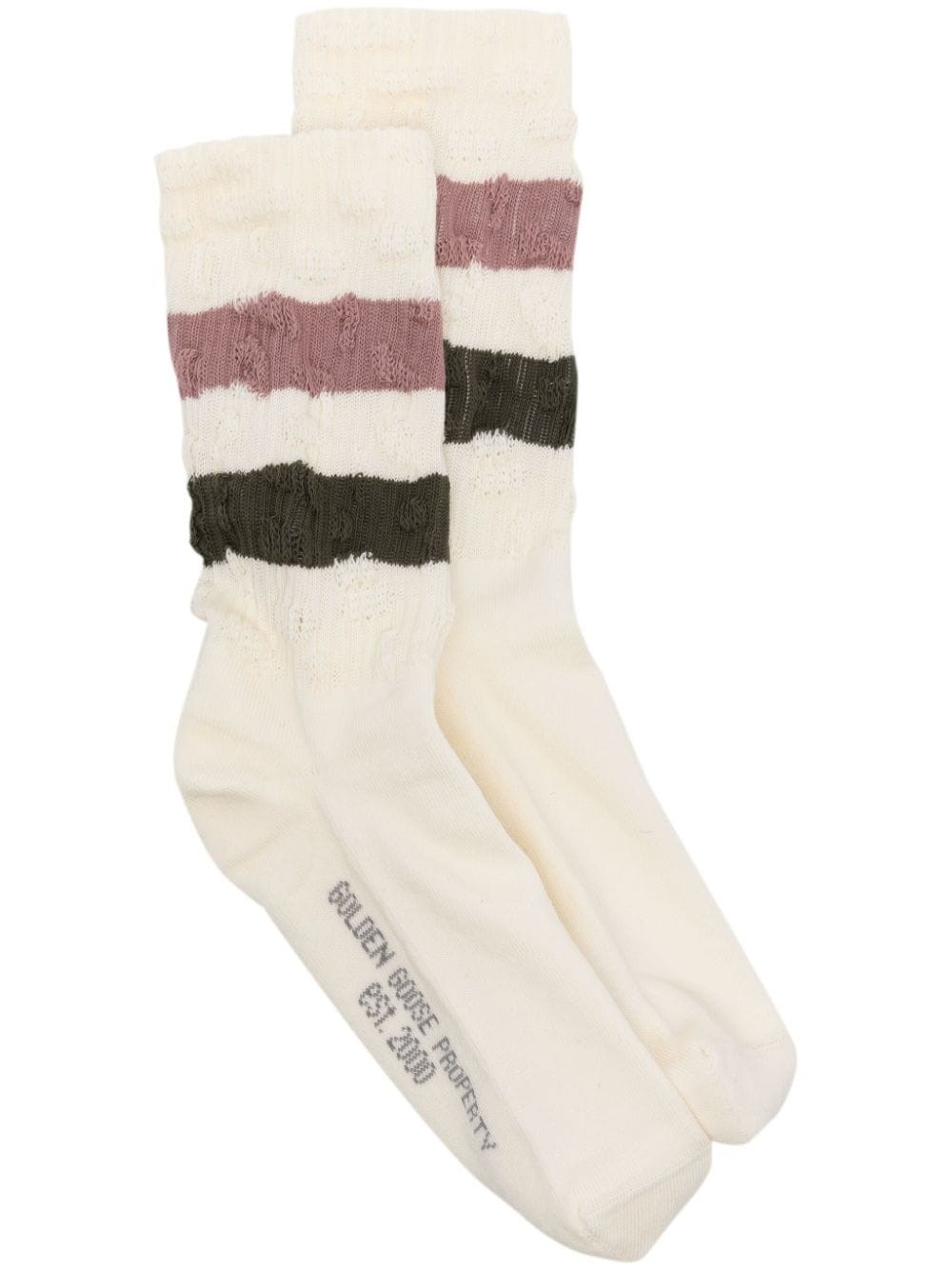 Shop Golden Goose Ribbed Socks In White