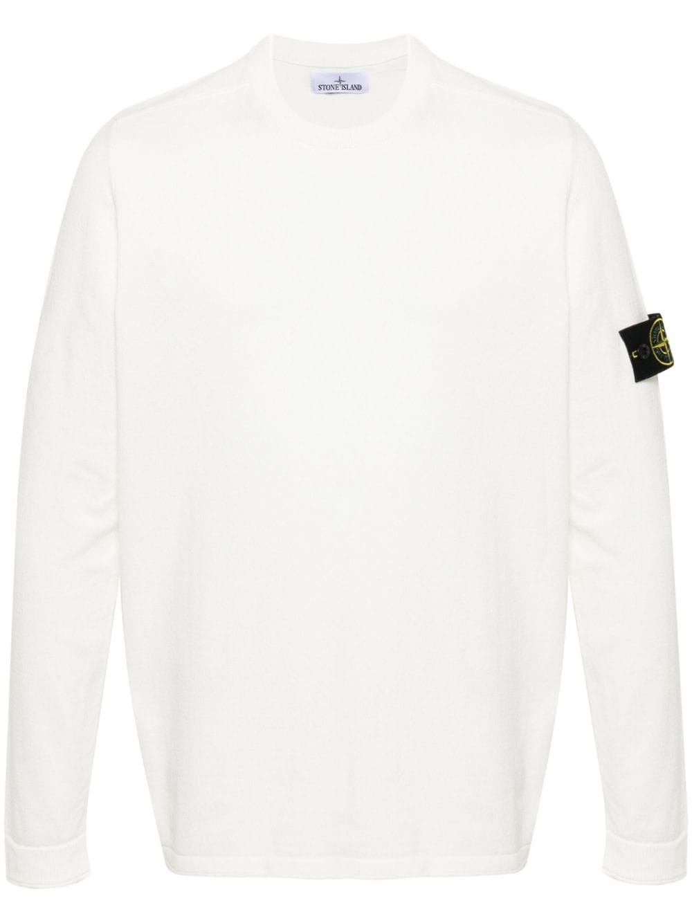 Stone Island Compass-appliqué Cotton Sweatshirt In White
