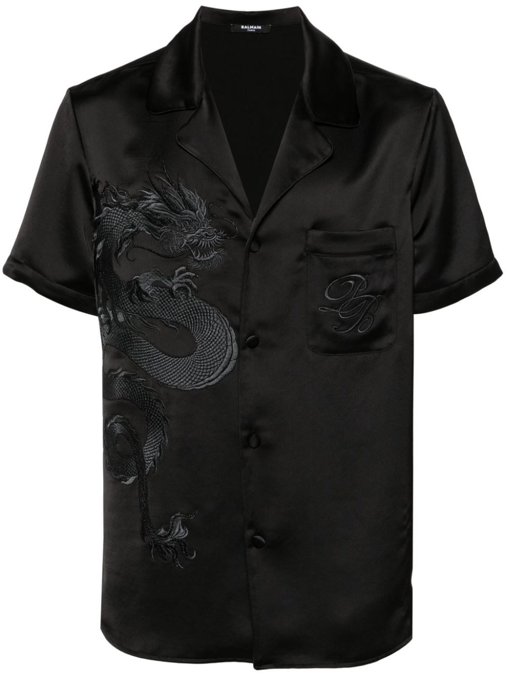 Shop Balmain Shirt With Embroidery In Black  