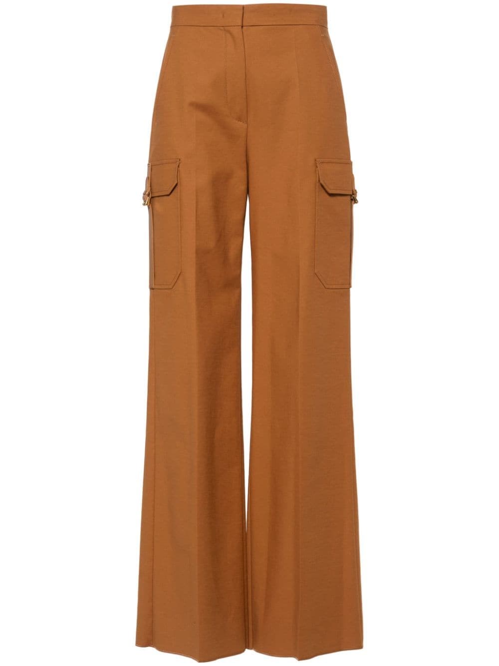 Shop Max Mara Stretch Cotton Trousers In Brown