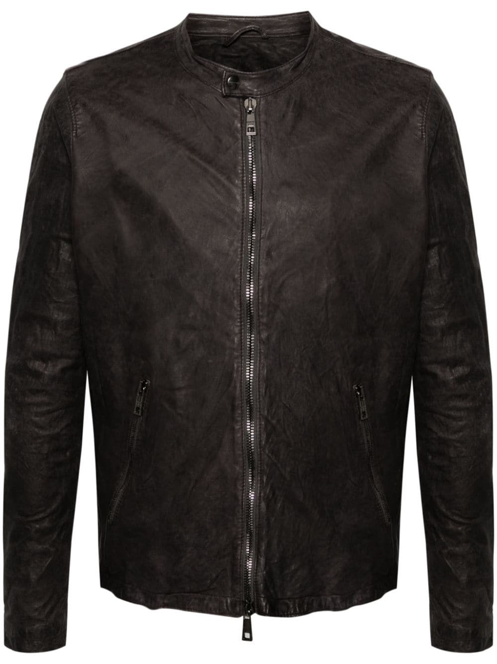 Shop Giorgio Brato Leather Jacket In ブラック