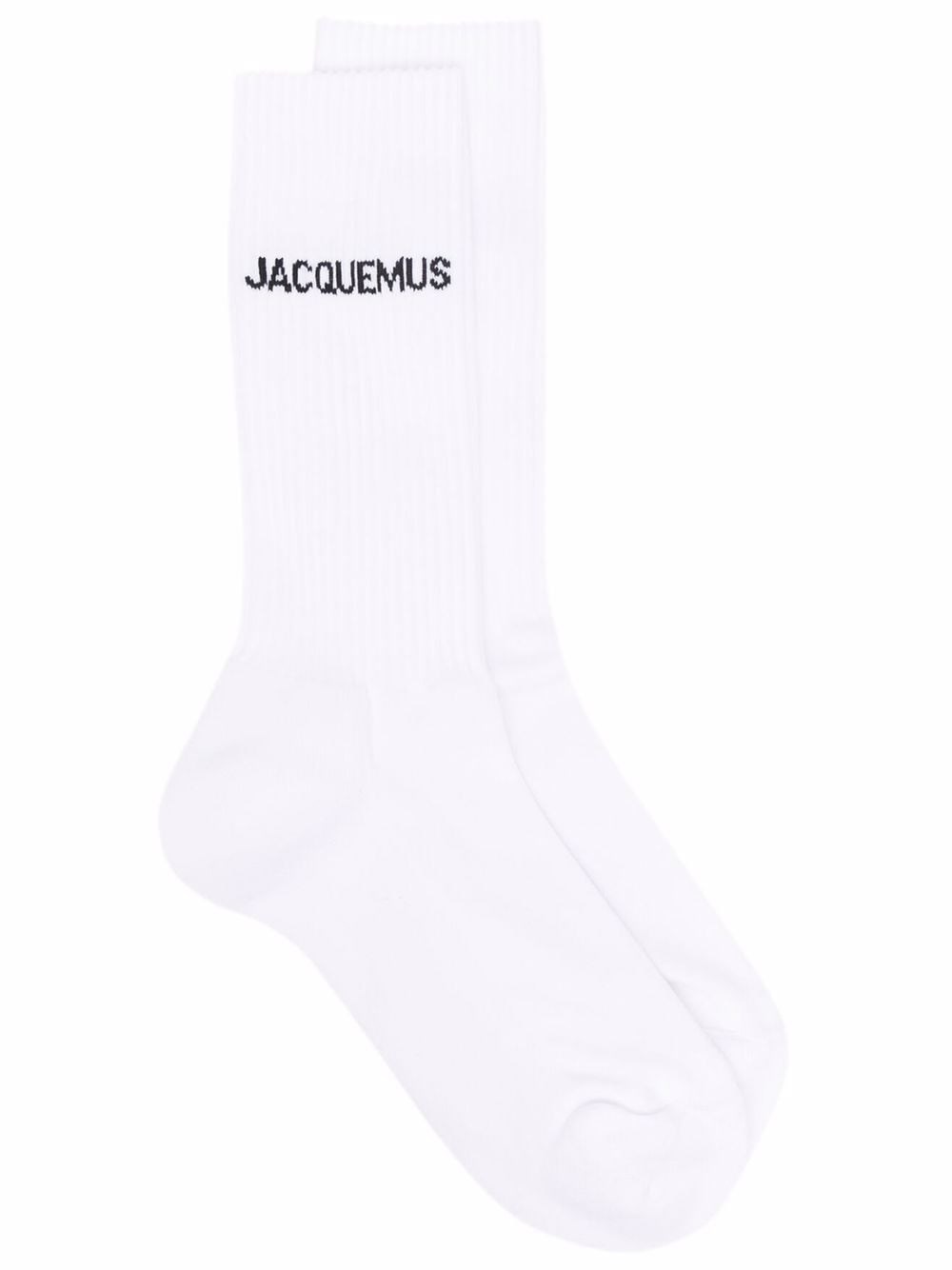 Shop Jacquemus Logo Socks In White