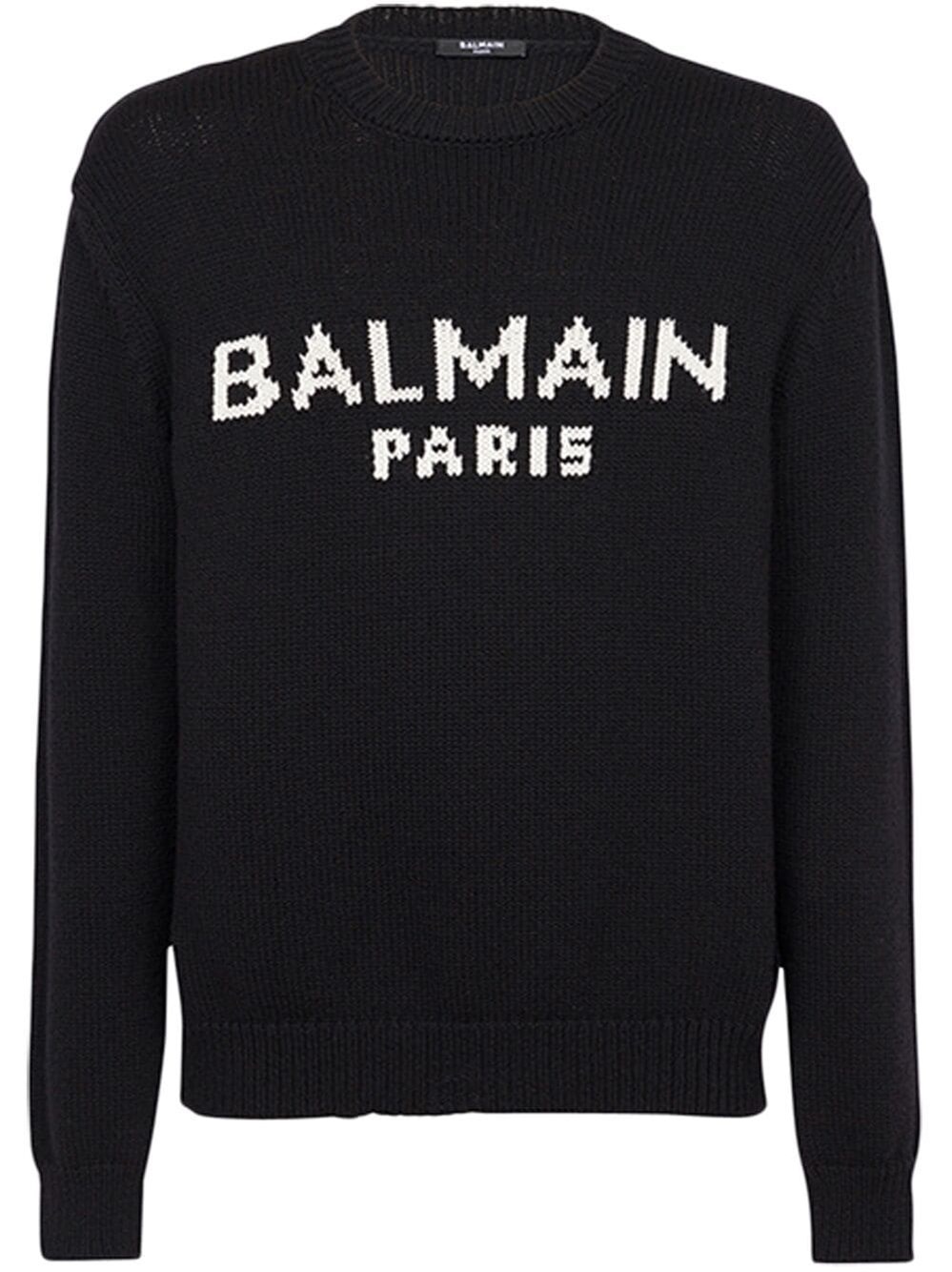Shop Balmain Logo Sweater In Black  