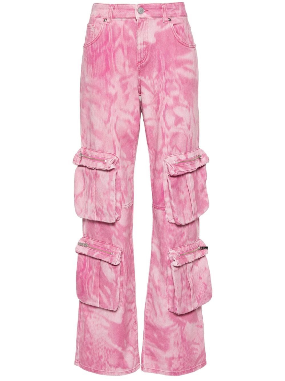 Blumarine Chiné Camouflage Print Cargo Pants In Pink