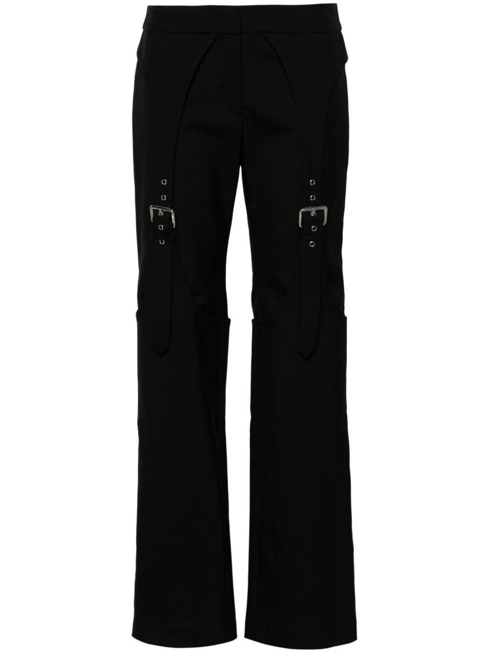 Shop Blumarine Pants With Guêpière Pattern In Black  