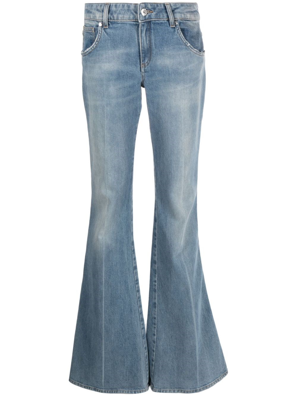 Shop Blumarine Flared Jeans In Stretch Cotton In Gray