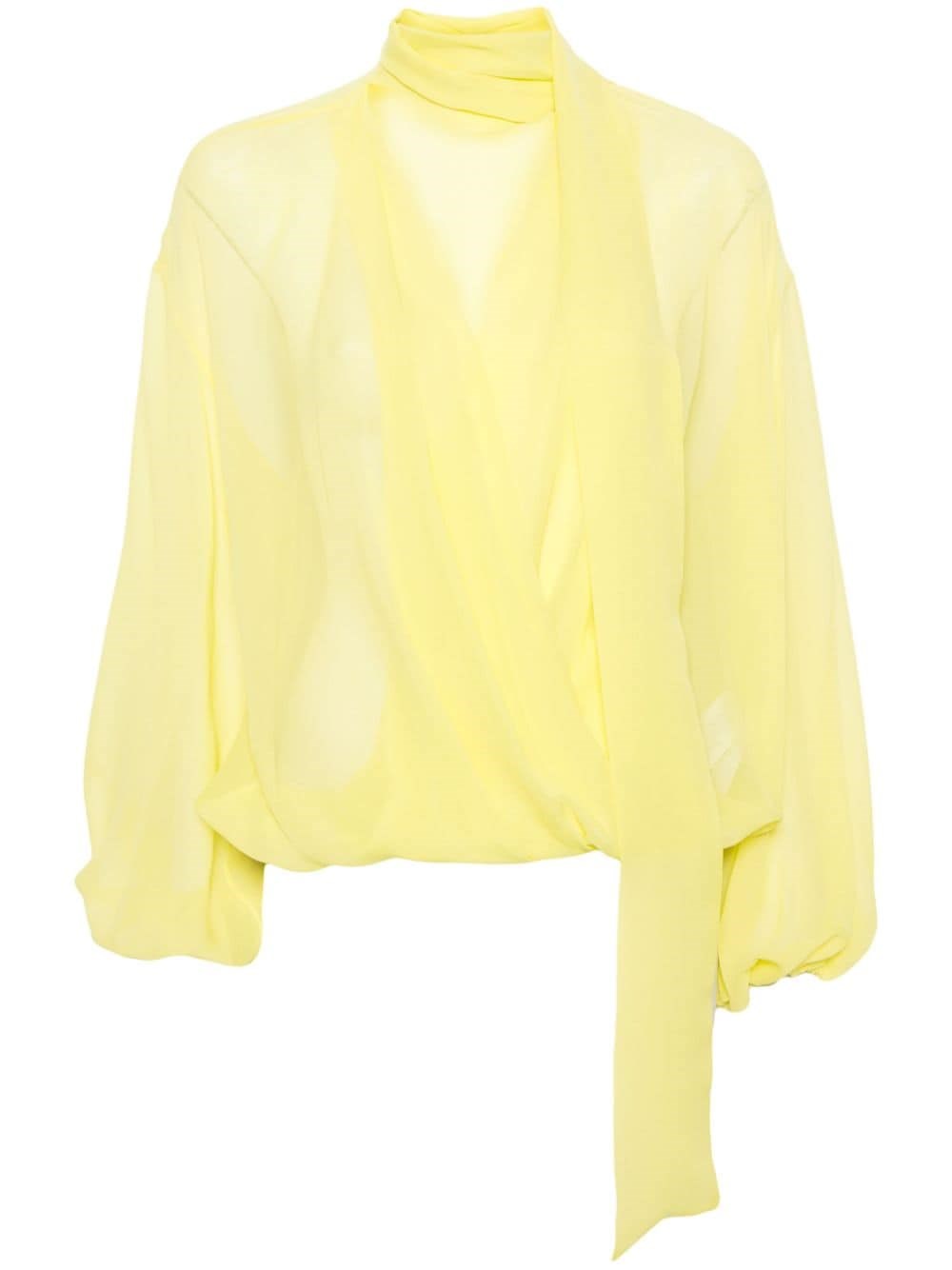Shop Blumarine Silk Chiffon Blouse In Yellow