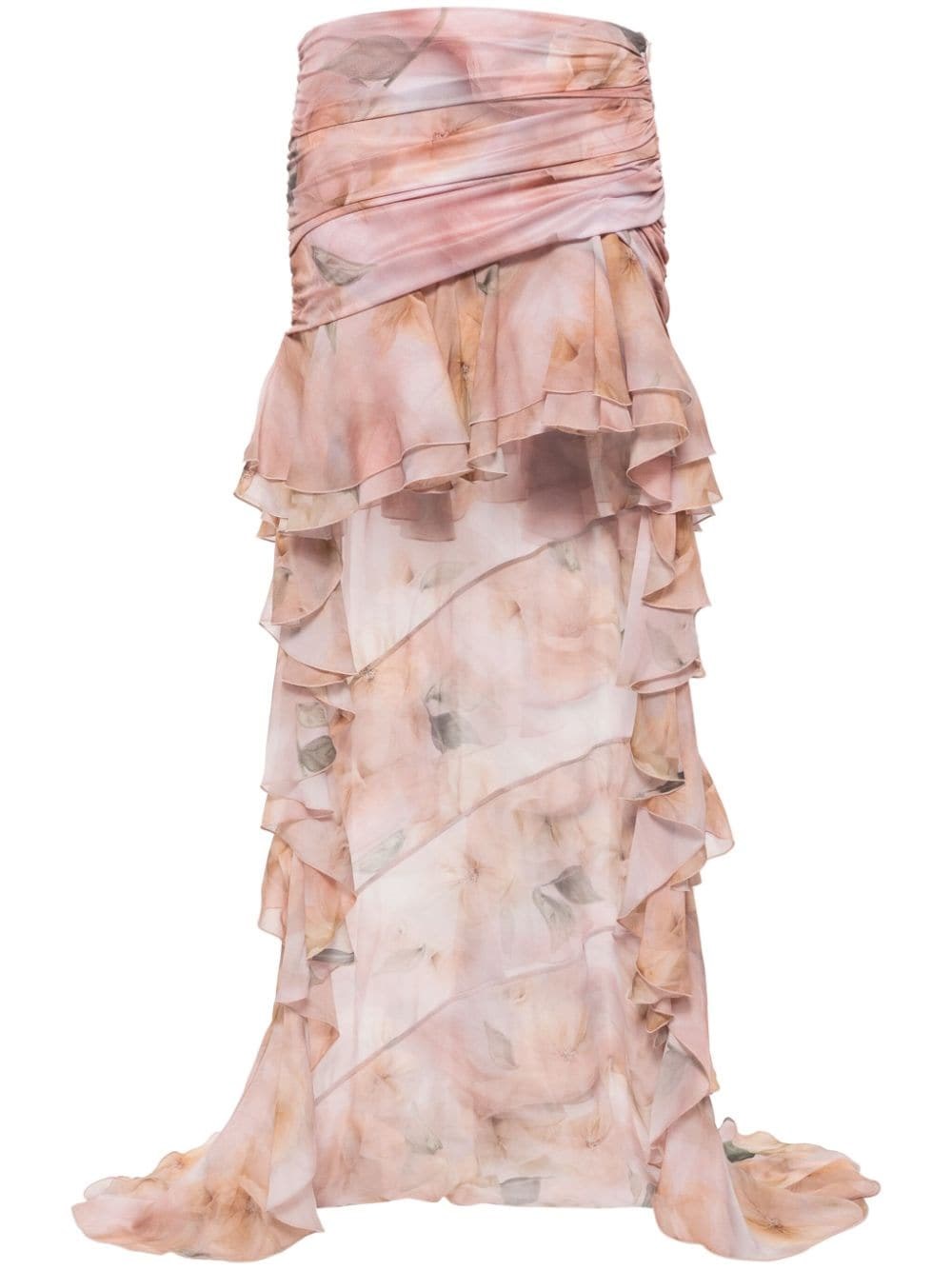 Shop Blumarine Asymmetrical Skirt With Ruffles In Multi