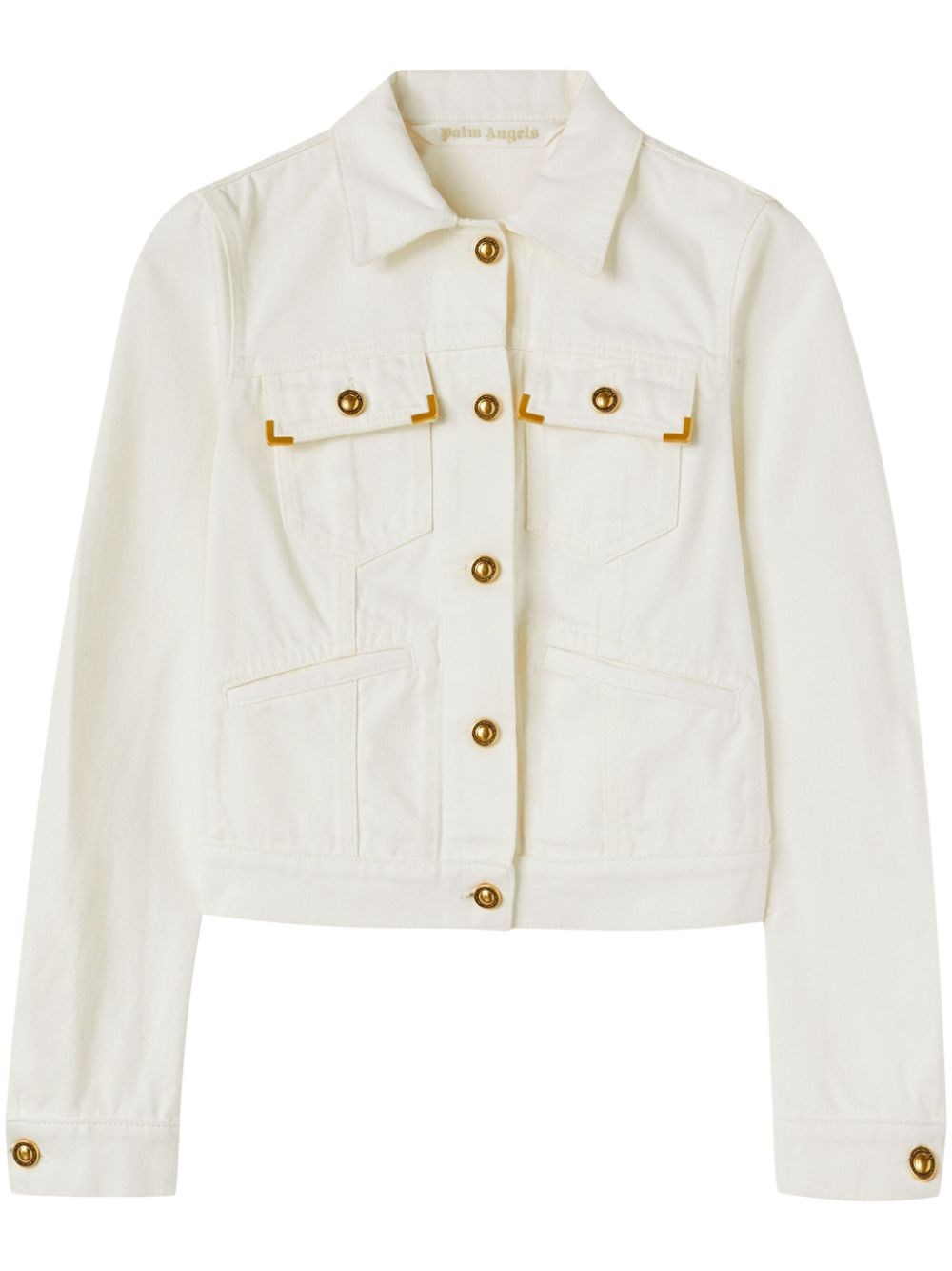 Shop Palm Angels Denim Jacket In White