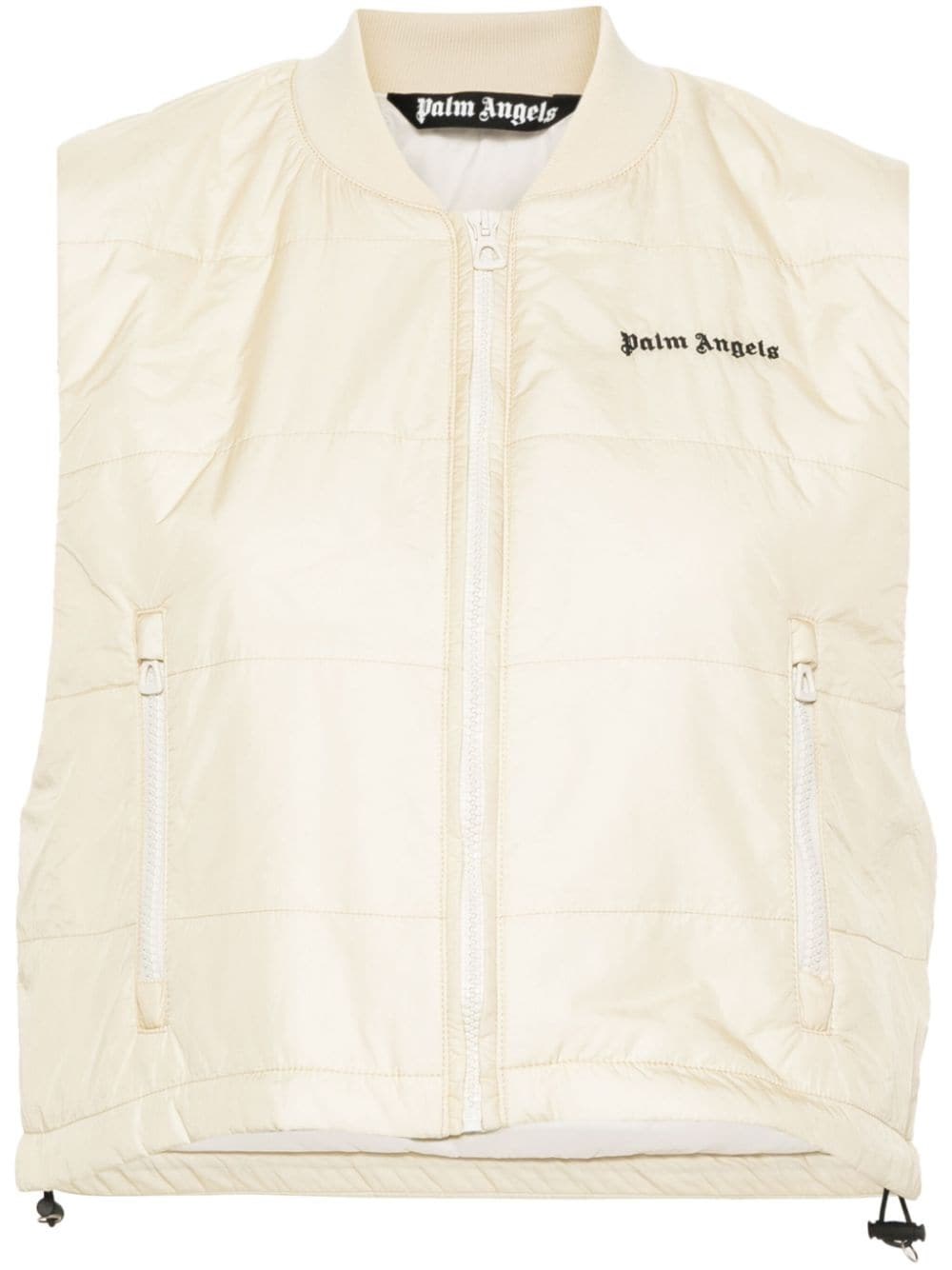 Shop Palm Angels Logo Padded Vest In White