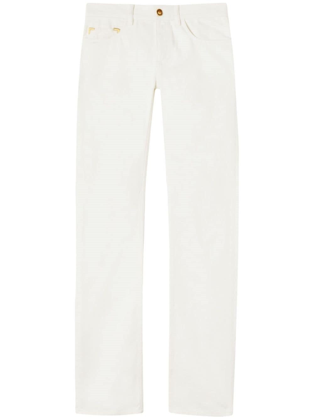 Shop Palm Angels Monogram Jeans In White