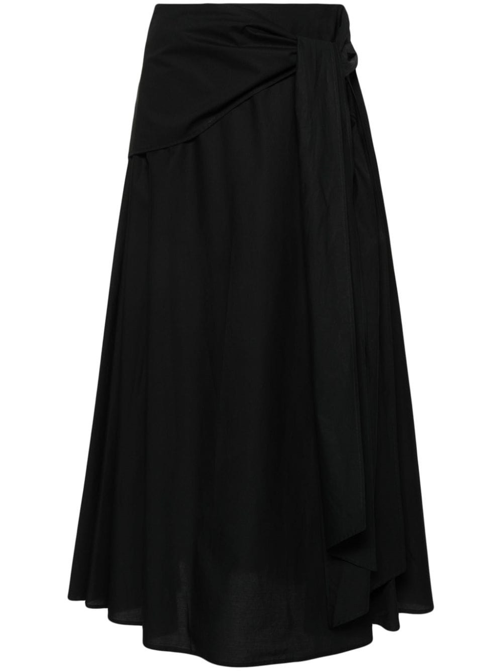 Shop Msgm Poplin Long Skirt In Black  