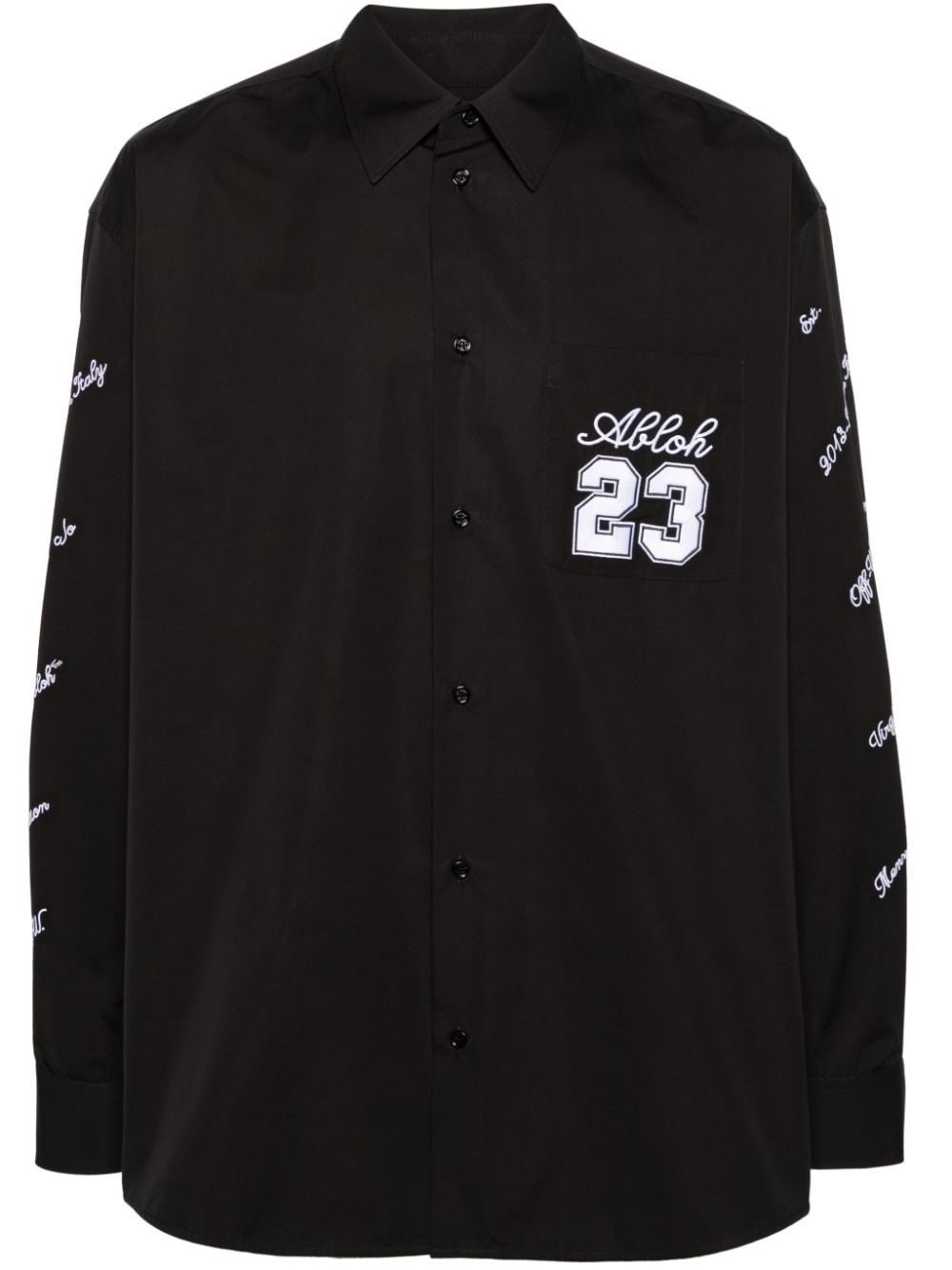 Shop Off-white Logo Embroidery Shirt In Black  