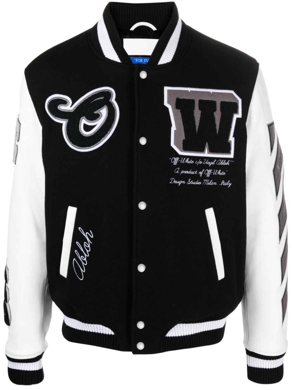 Shop Off-white 'varsity Lea' Bomber Jacket In Black  