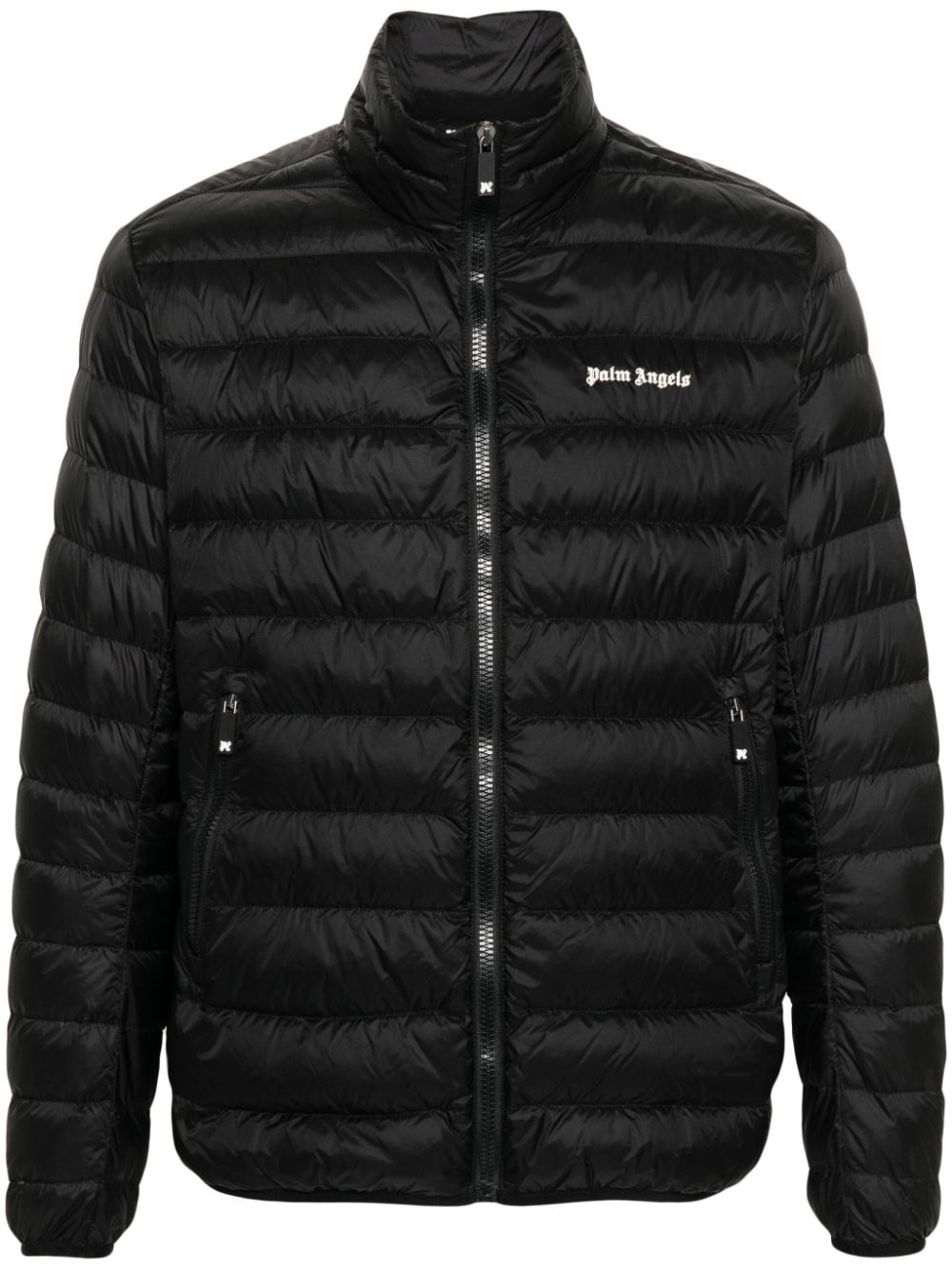 Shop Palm Angels Logo Quilted Down Jacket In Black  