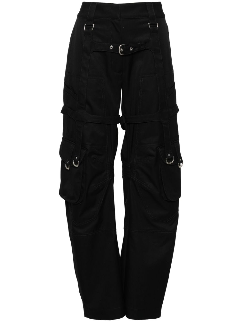 Shop Off-white Cotton Cargo Trousers In Black  