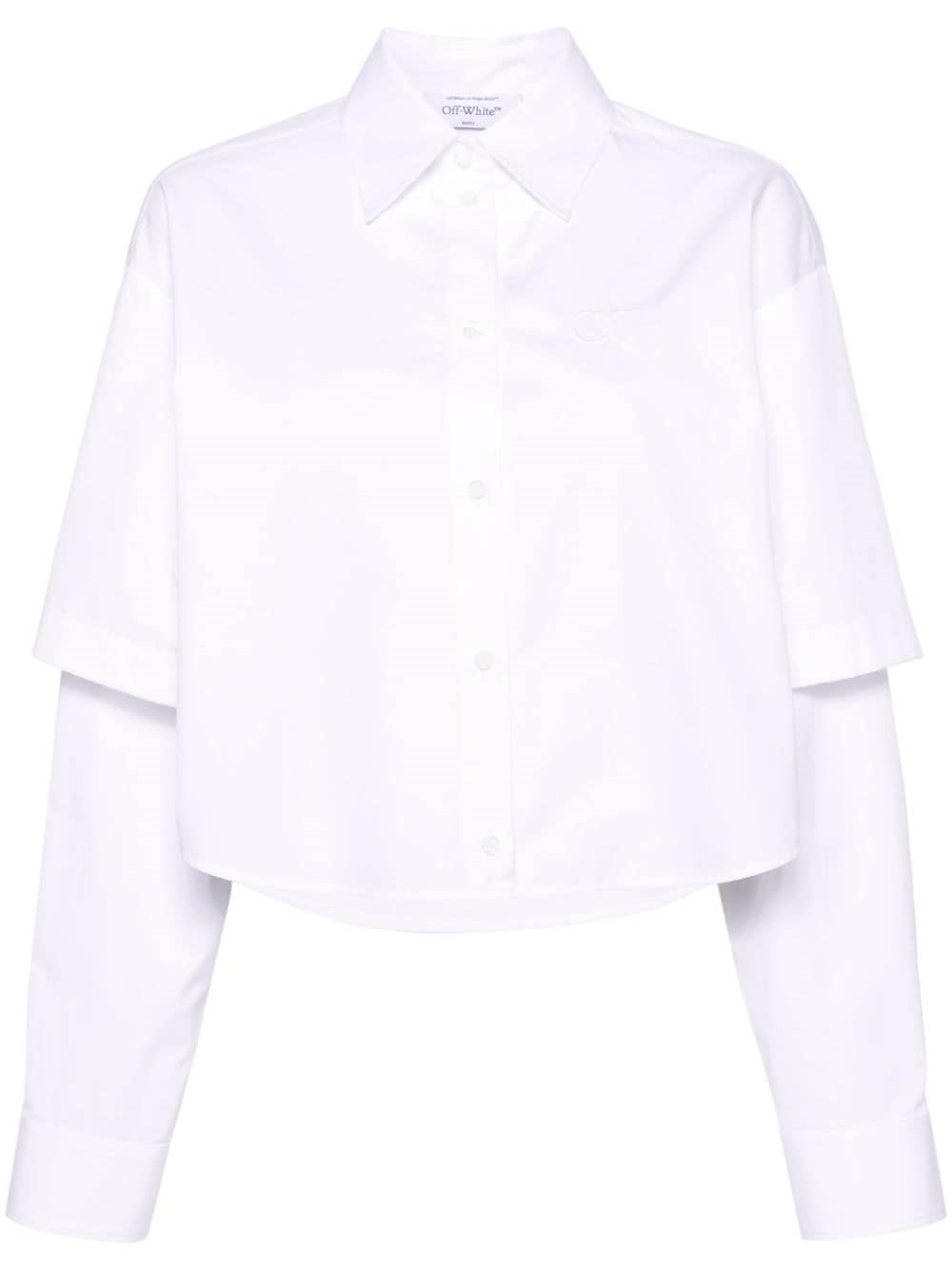 Shop Off-white Cotton Poplin Shirt In White