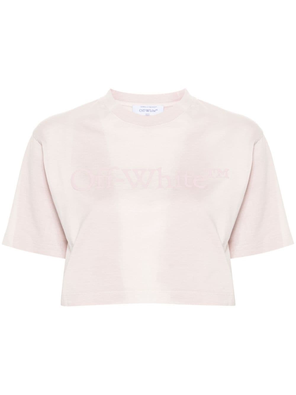 Shop Off-white Cotton Cropped T-shirt In Purple