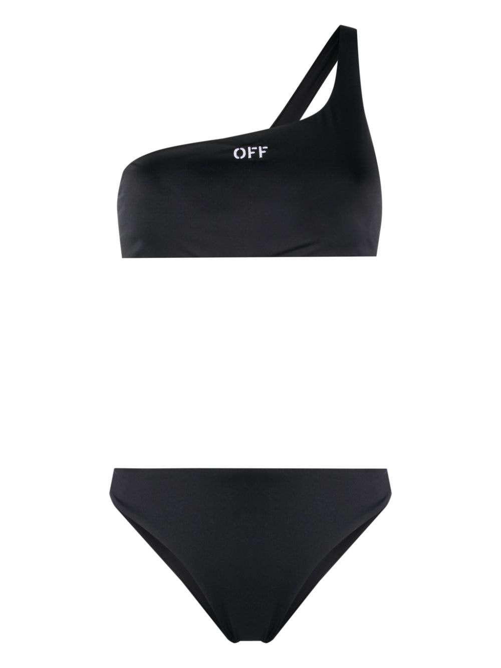 Shop Off-white One-shoulder Bikini In Black  