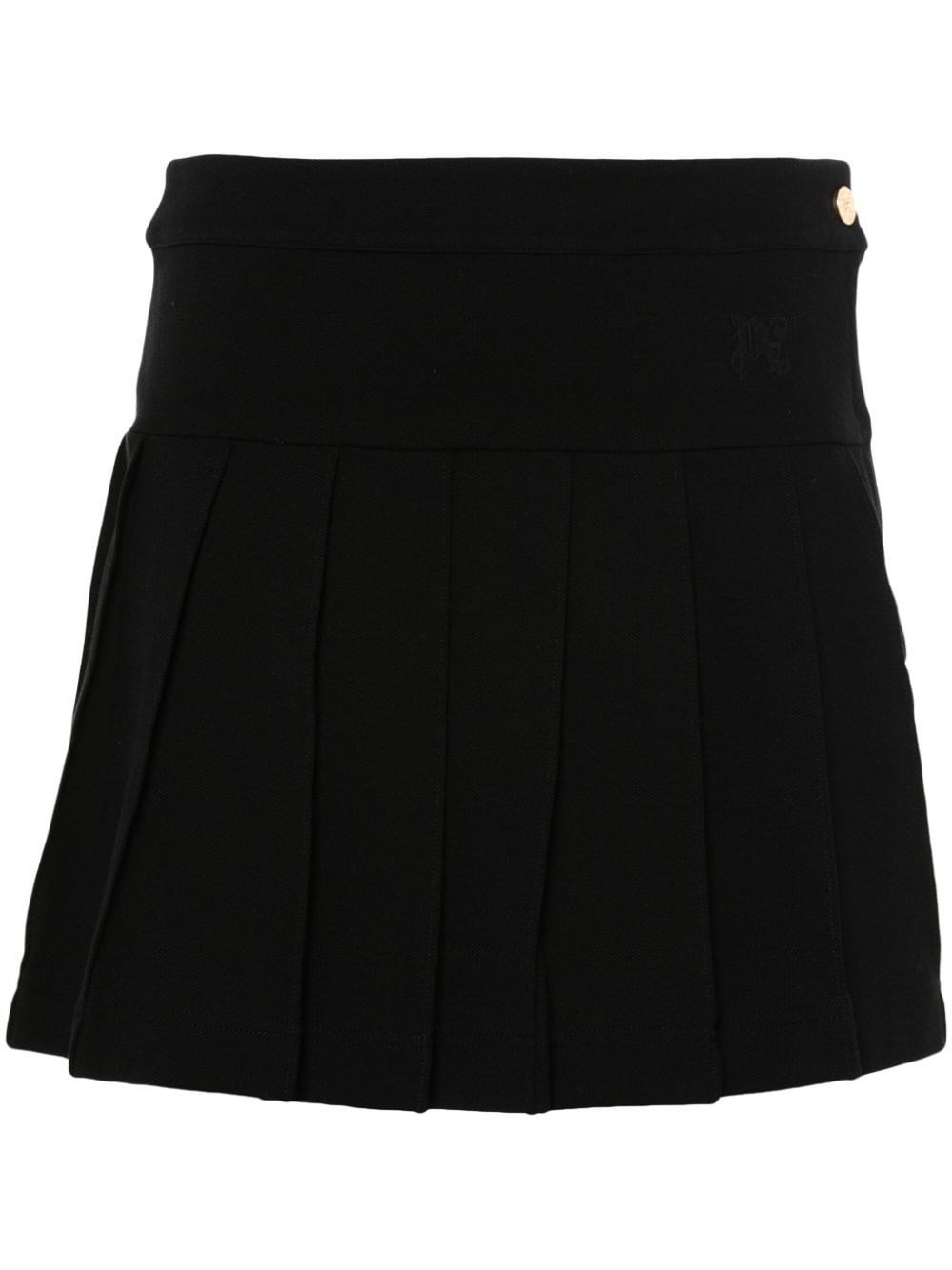 Shop Palm Angels Pleated Skirt With Monogram In Black  