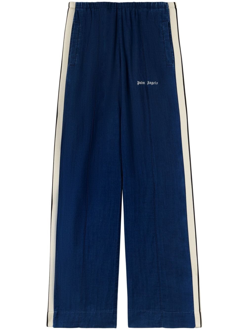 Shop Palm Angels Sporty Chambray Pants In Blue