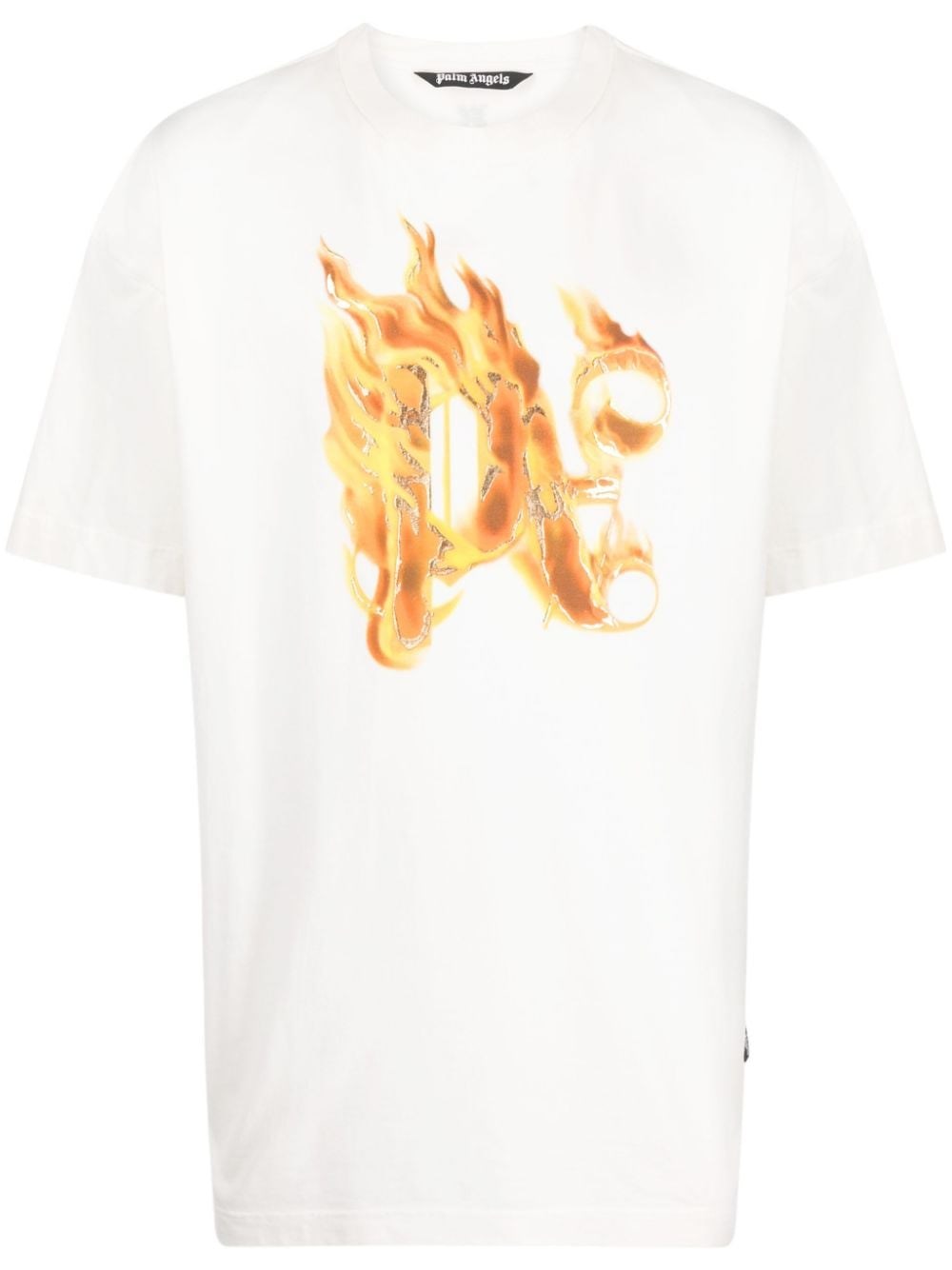 Shop Palm Angels 'burning' T-shirt In White