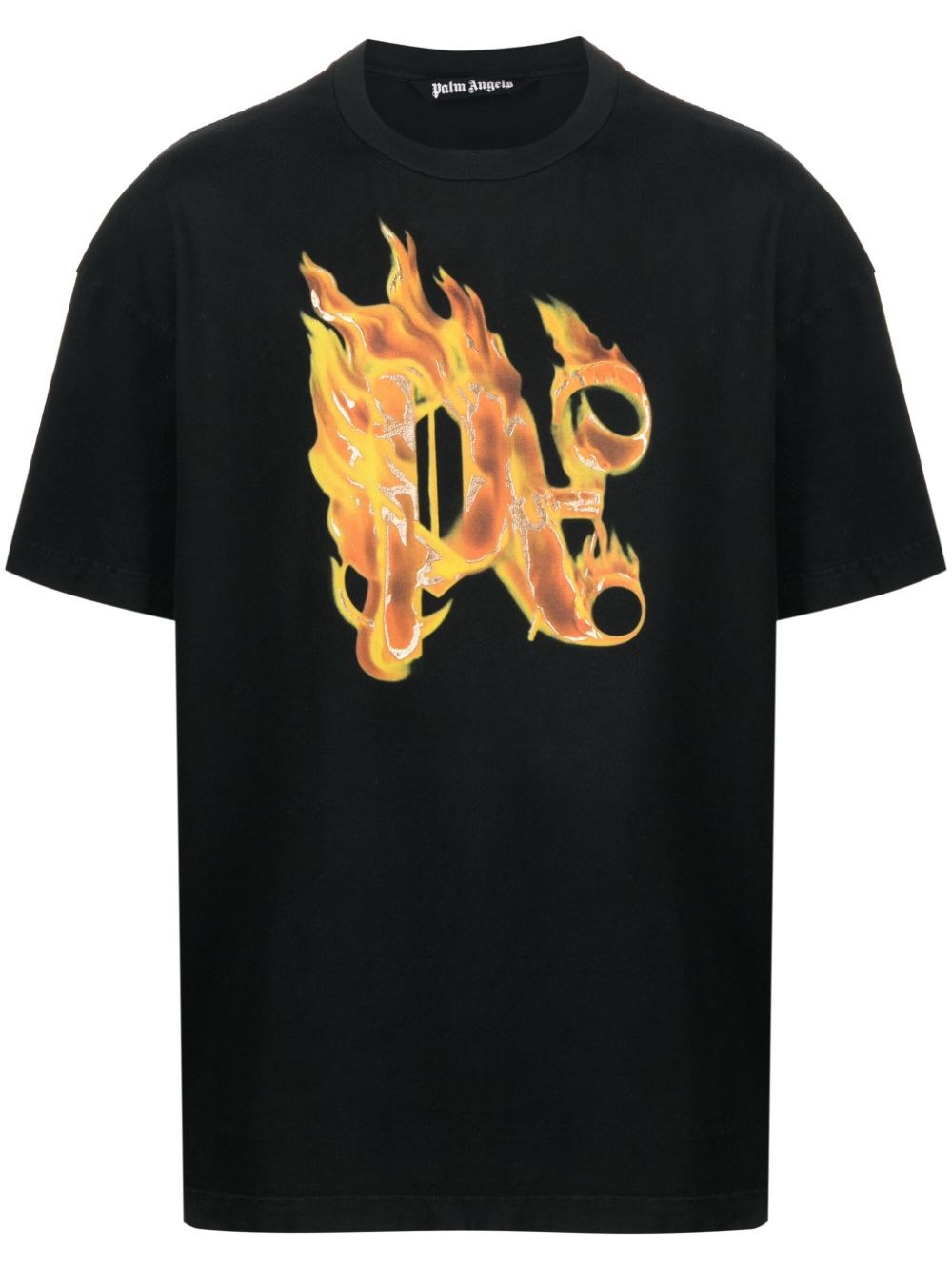 Shop Palm Angels 'burning' T-shirt In Black  