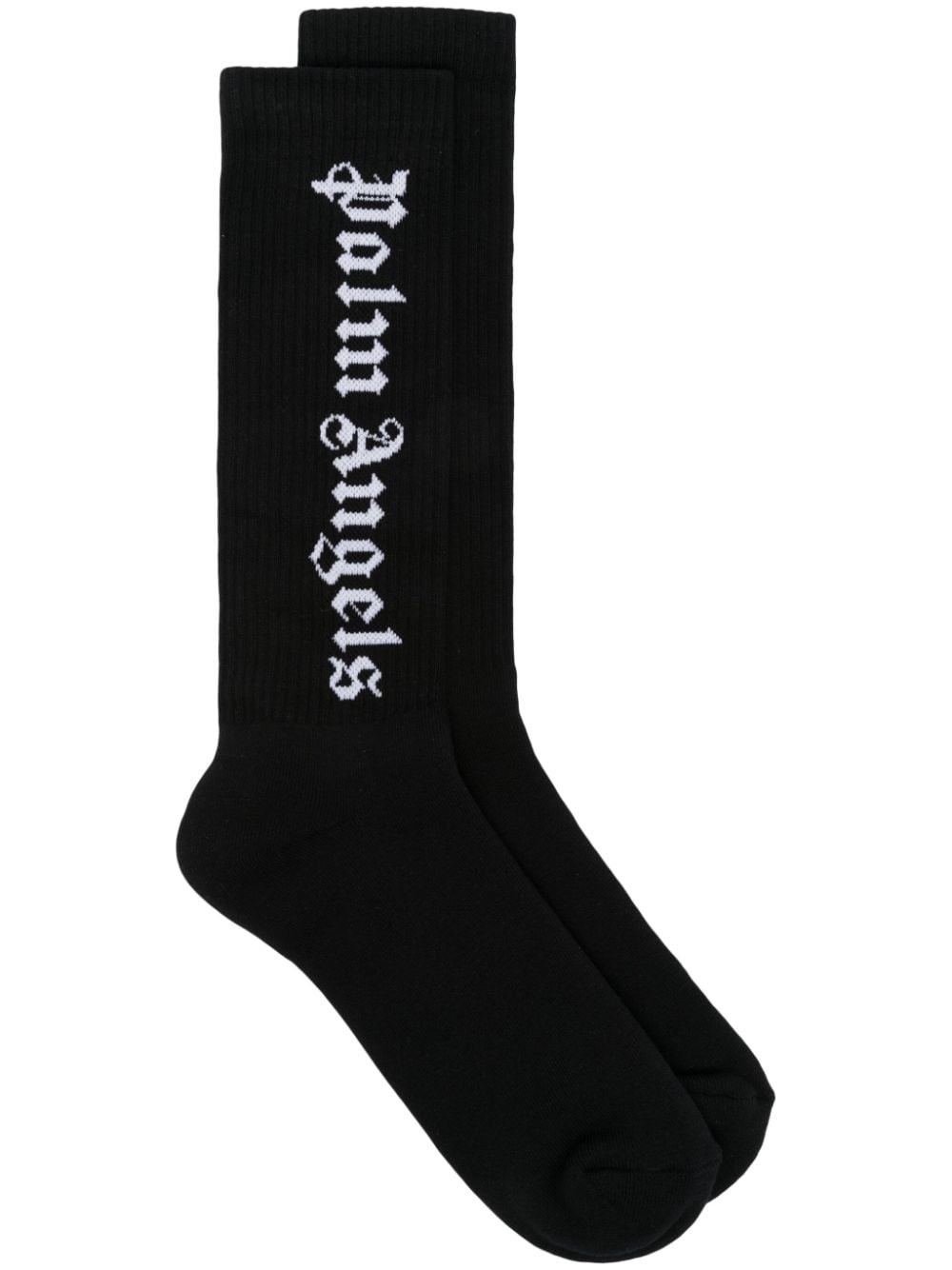 Shop Palm Angels Logo Socks In Black  