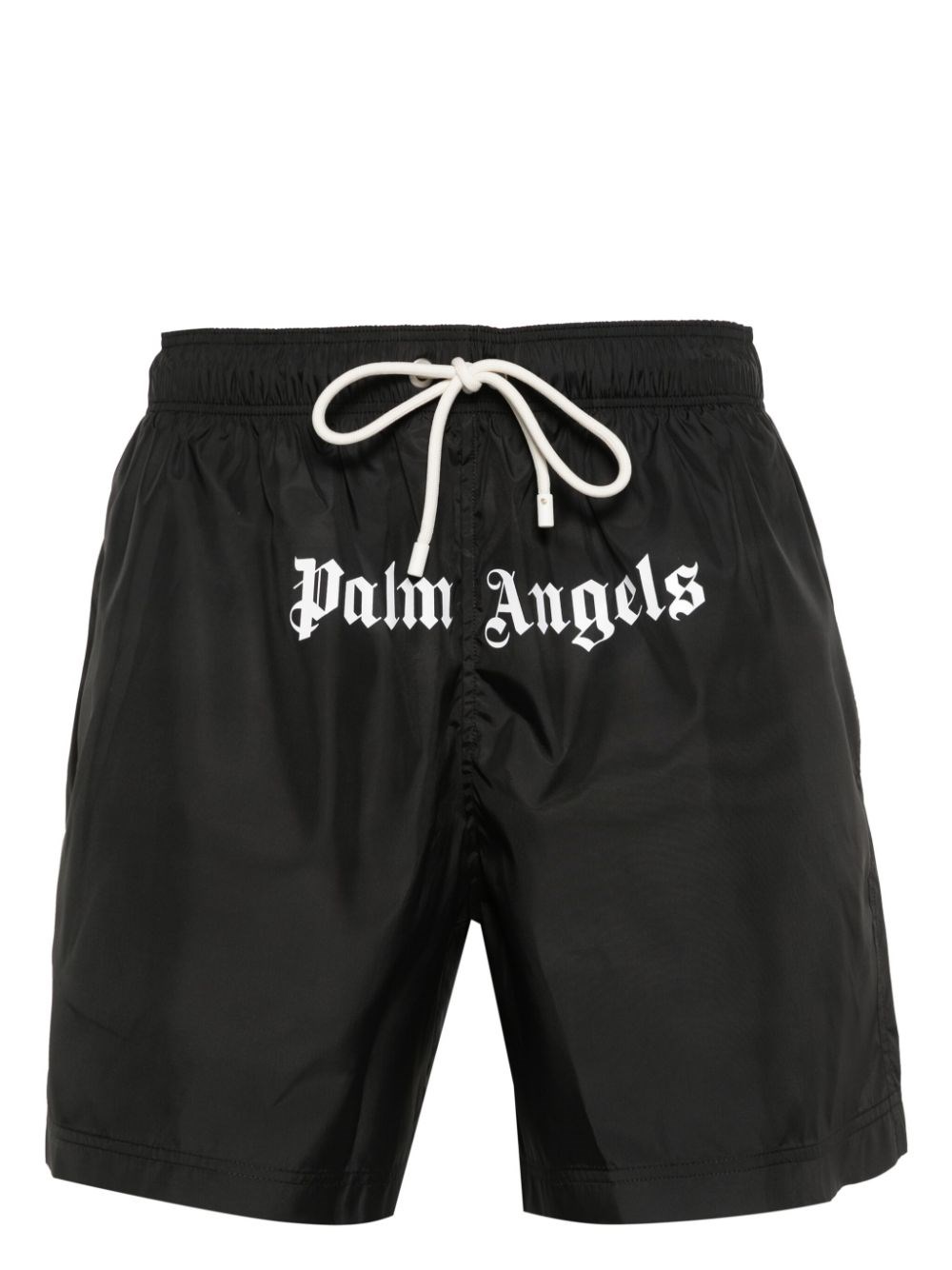 Shop Palm Angels Logo Beach Shorts In Black  