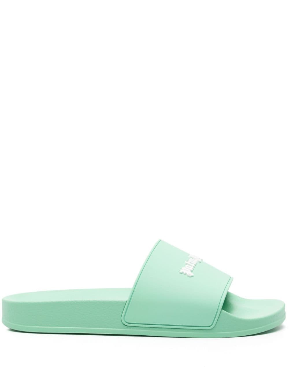 Shop Palm Angels Logo Sandals In Green