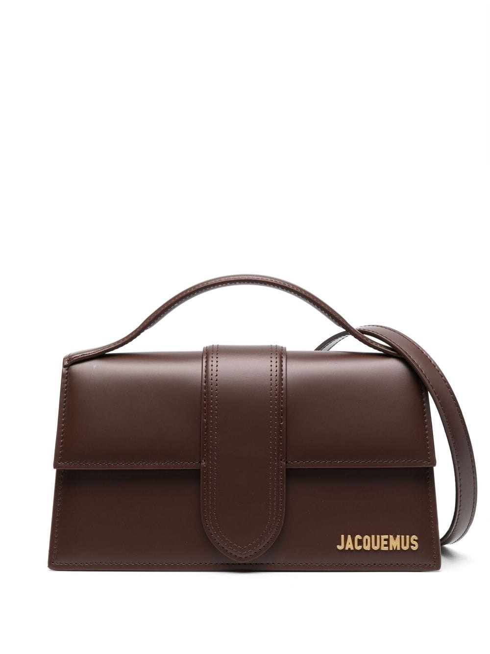Shop Jacquemus Le Bambino Large Leather Bag In Brown